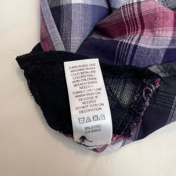 Maurices Premium Purple Plaid Shirt  with Fleur De Lis Embellishments - Picture 12 of 12